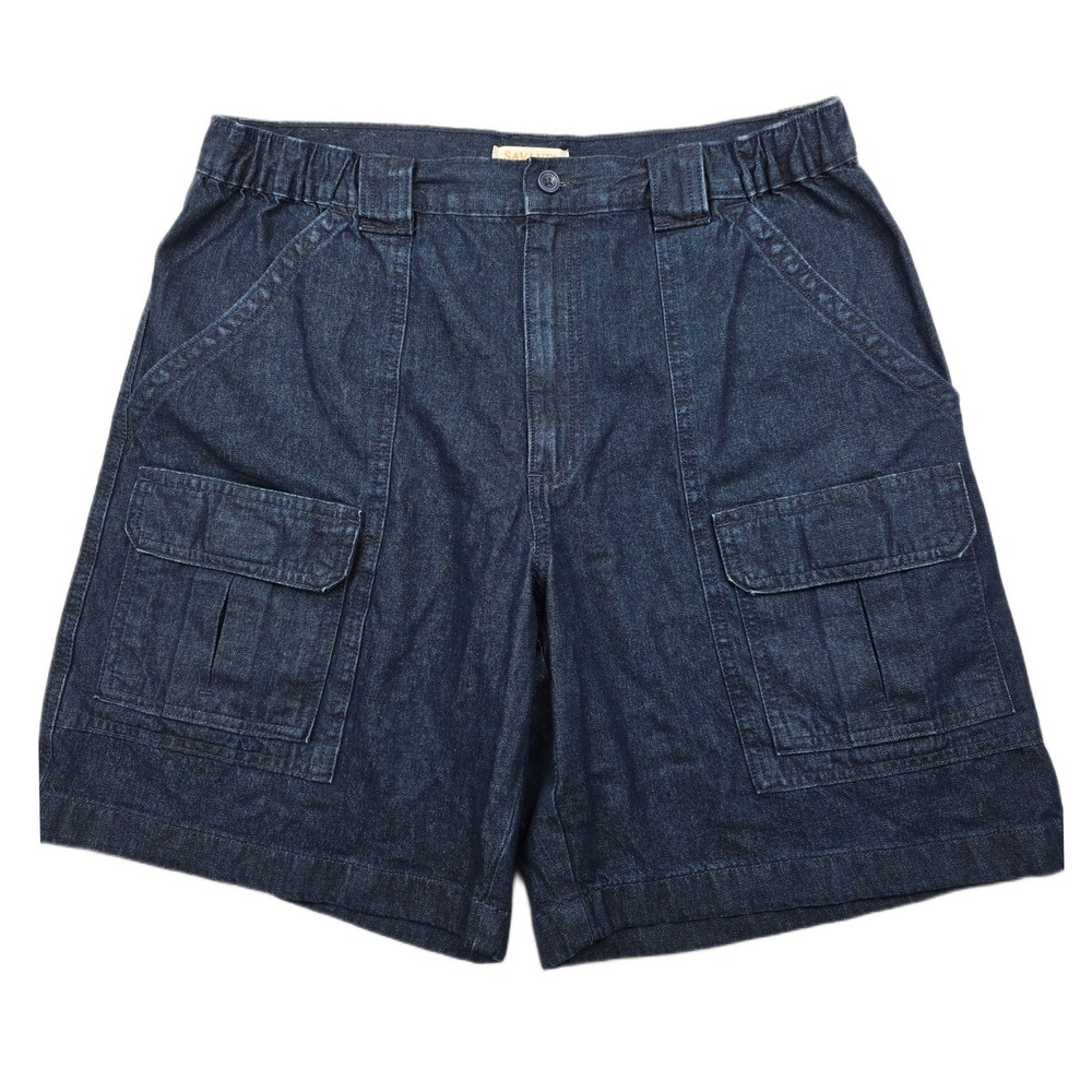 Savane Denim Cargo Shorts Mens 34 Blue Jean Casual Elastic Waist Utility